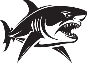 Fierce Fin Elegant Vector Shark Logo Underwater Guardian Vector Black Icon Design for Iconic Shark