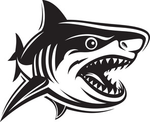 Underwater Guardian Vector Black Icon Design for Iconic Shark Sleek Predator Black Iconic Shark Logo in Elegant Vector