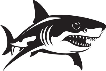 Dynamic Depths Elegant Vector Design for Fearsome Shark Predatory Majesty Vector Black Shark Emblem Design