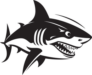 Sleek Predator Vector Black Icon Design for Dynamic Shark Oceanic Vigilance Black Iconic Shark Emblem Design