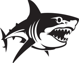 Abyssal Dominance Vector Black Shark Logo Design Oceanic Apex Black Icon Design for Fearsome Shark in Vector