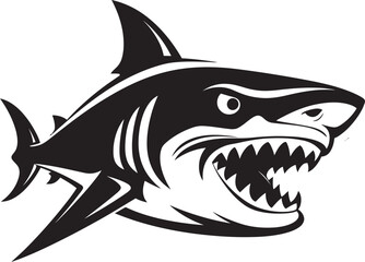 Fototapeta premium Silent Hunter Elegant Vector Design for Black Shark Marine Majesty Vector Black Icon Design for Fearsome Shark
