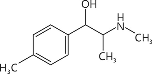 Mephedrone drug molecule formula and chemical structure, vector model. Synthetic drug of amphetamine and cathinone stimulants, Mephedrone 4-MMC narcotic substance molecular structure formula
