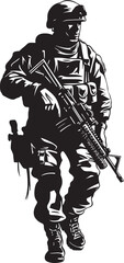 Combat Defender Elegant Vector Design for Soldier with Gun Tactical Precision Vector Black Icon Design for Soldier Holding Gun