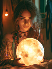 Naklejka premium Young Fortune Teller prepares to tell you your future or maybe just tell you what you want to hear