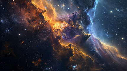 Fototapeta premium View of the Cosmos, Nebula and Cosmic Clouds, Stars and Stardust on a Galactic Scale