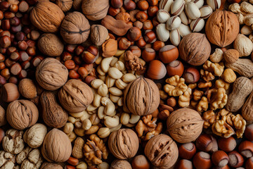 A lot of nuts lying next to each other, background