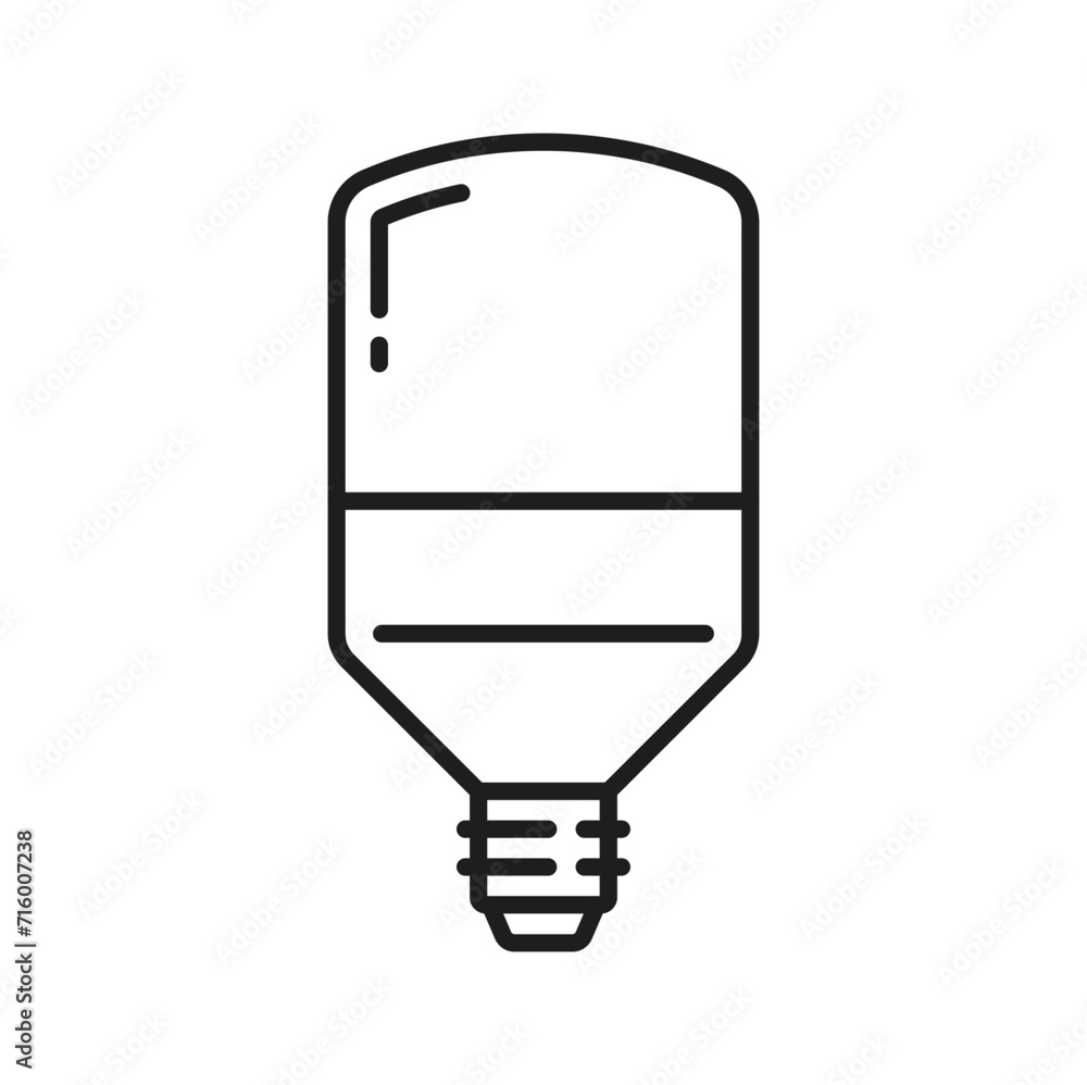 Wall mural tubular light bulb and led lamp outline icon or symbol. electricity saving lamp, illumination techno