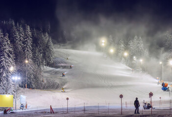 night skiing on the Olympic mountain Bjelasnica, Bosnia and Herzegovina