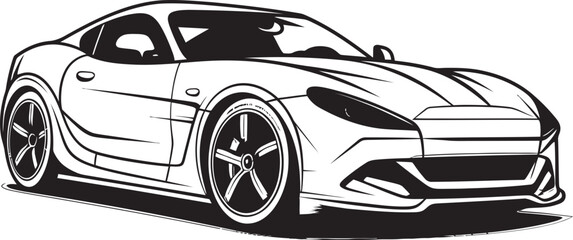 Naklejka premium Precision Velocity Elegant Sportscar Lineart Logo in Vector Black Icon Racing Royalty Vector Design for Sportscar Lineart Black Icon