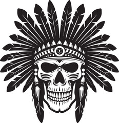 Cultural Aura Tribal Skull Mask Lineart Logo in Elegant Vector Black Icon Shamanic Symbols Vector Black Iconic Design for Tribal Skull Mask