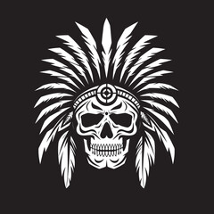 Mystic Markings Vector Black Iconic Design for Tribal Skull Lineart Emblem Shamanic Aura Elegant Tribal Skull Lineart Logo in Vector Black Icon