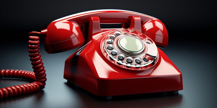 Red Rotary Dial Phone Generative AI