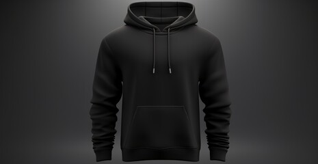 Black Hoodie with Zipper Pocket Generative AI