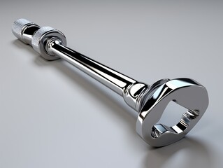 A close-up of a metal bolt with a silver finish Generative AI
