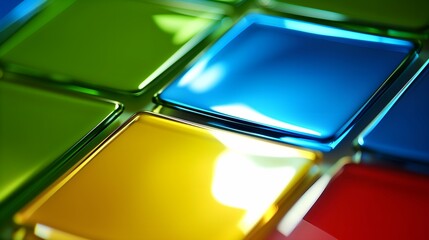 Colorful keyboard  square keys closeup abstract background yellow blue green red button