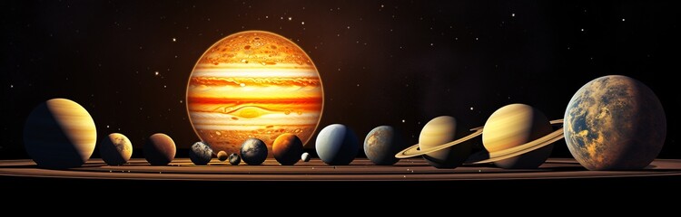 A group of planets and moons in a solar system Generative AI