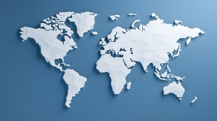 Fototapeta na wymiar A 3D map of the world on a blue background Generative AI