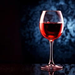 Fotobehang A glass of red wine with a dark moody background. © Hype2Art