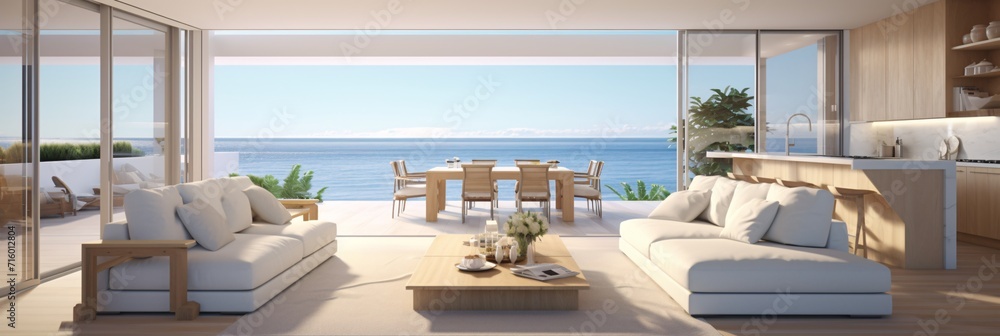 Poster a beautiful ocean view from a patio generative ai