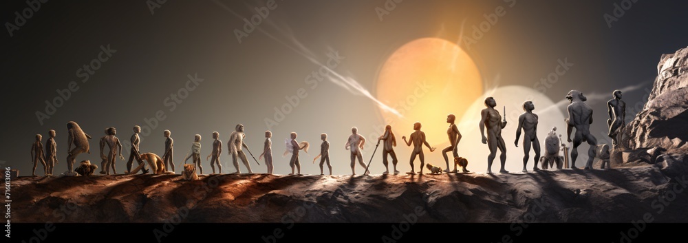 Poster a group of alien-like creatures walking on a rocky surface generative ai
