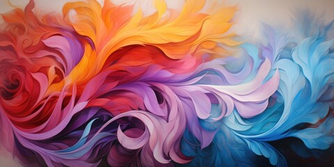 Obraz premium colorful pictures of leaves, flowing draperies, color interaction, close up, rainbowcore