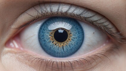 Macro shot of a blue eye, very detailed