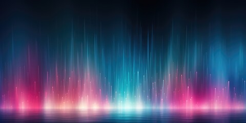 bright colored lights on dark color background, in the style of light indigo and dark emerald, audio-visual installations