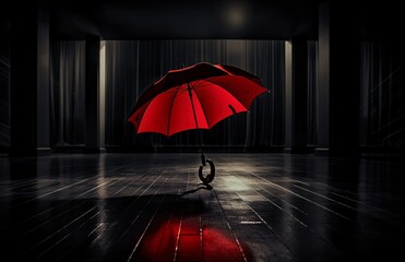 Red Umbrella on a Floor Generative AI