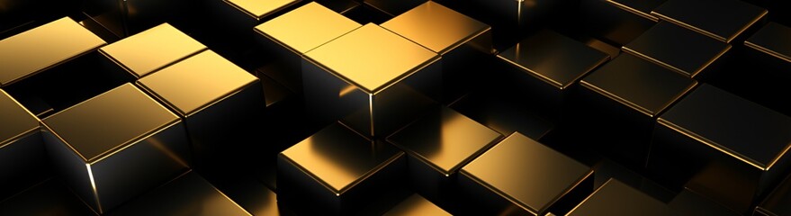 Gold Blocks in Black Background Generative AI