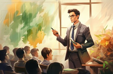 A vibrant scene unfolds on International Day of Education, showcasing diverse students engaged in learning, symbolizing global knowledge-sharing and educational empowerment for a brighter future