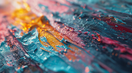 Vibrant Oil Paint Rivulets: Abstract Macro Texture