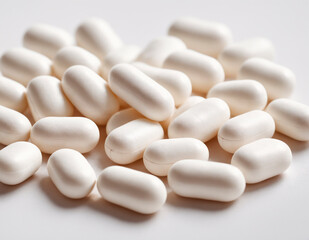 Fototapeta na wymiar white pills on white background.