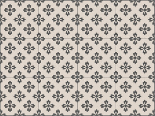 Ceramic Tiles. Hydraulic Portuguese ceramic design. Floral decorative ornament. EPS Illustration.