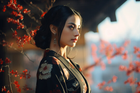 Japanese culture set of spiritual and material values, kimano, asia, samurai lady history beautiful pretty cute happy girl woman traditional.