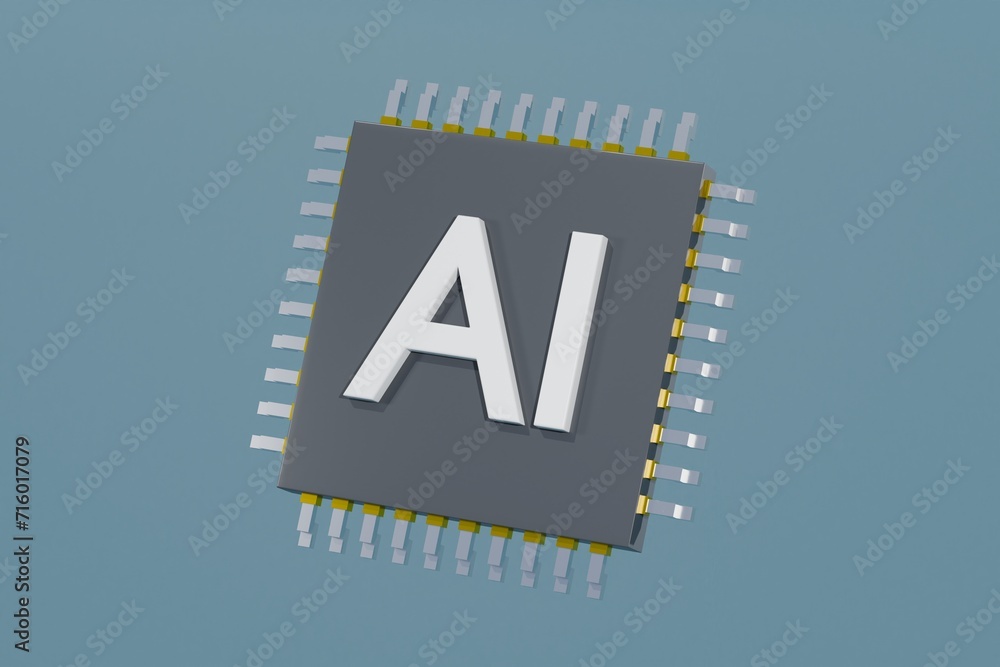 Aufkleber 3d ai chip, ai icon in science and business, technology and engineering concept, artificial intellig