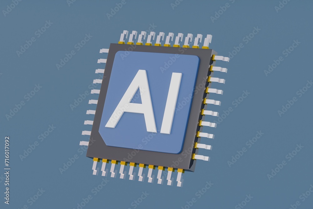 Poster 3d ai chip, ai icon in science and business, technology and engineering concept, artificial intellig