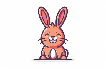 An adorable bunny hops into view, with long ears and a whimsical cartoon style, captured in a delightful clipart illustration
