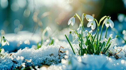 Spring Flowers in Snow