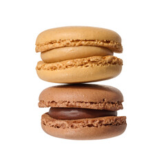 Chocolate macarons on isolated background
