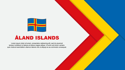 Naklejka premium Aland Islands Flag Abstract Background Design Template. Aland Islands Independence Day Banner Cartoon Vector Illustration. Aland Islands Cartoon