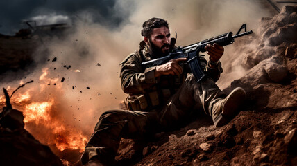 Fototapeta premium Rebel combatant on a battlefield