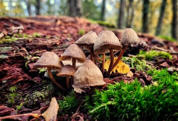 brown mushrooms in the forest