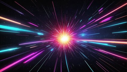 Naklejka premium Digital light neon burst space