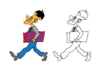 Naklejka premium Coloring pages for kids with business people, cartoon style