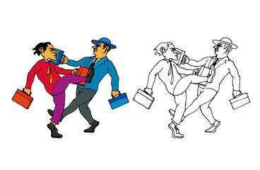 Coloring pages for kids with business people, cartoon style