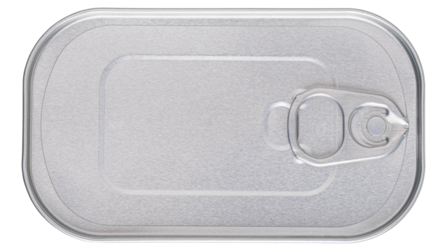 Tin Can, Canned food. Easy open tin can. Aluminium metal can. Conserve, preserve food. Grocery store. Wild wild caught fish no salt added, canned sustainably. Food photography. Isolated photo.