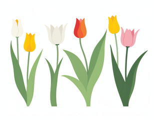  Illustration of tulips for decoration,greeting cards, posters, or social media