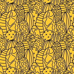 Easter doodle eggs seamless abstract cactus pattern for fabrics and wrapping paper and festive packaging