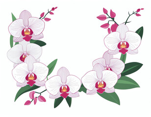 garland of orchids for decoration, greeting cards, posters, or social media